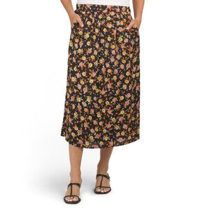 TAHARI ASL Black Multi Floral Maxi Skirt